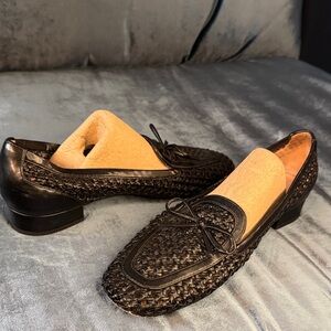 J Crew woven black loafers W8